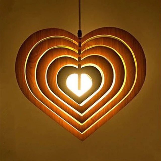 Multiple Heart Wood Pendant Light Fixtures Antique American Vintage