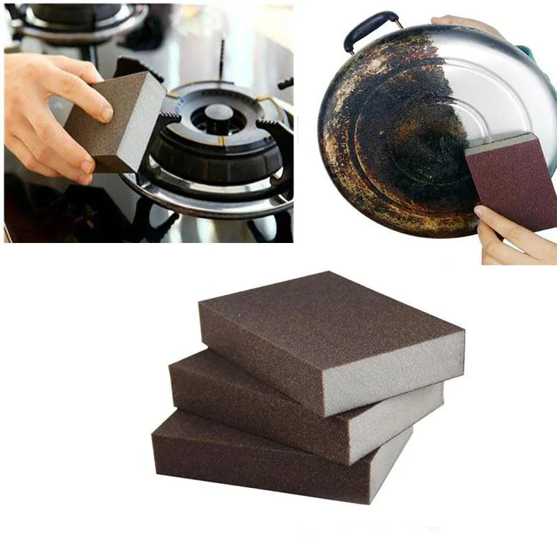 New Brown Carborundum Magic Rub Sponge Clean Brush Kitchen Home Washing