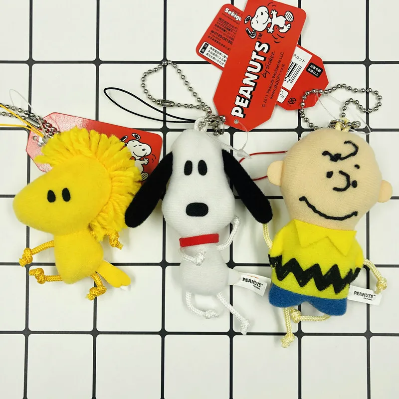 

10cm NEW Peanuts dog animal horse plush toys Character Charlie bags pendant for kids birthday gifts