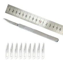 10 шт. 23# карбоновый стальной скальпель хирургические лезвия для печатной платы и 1 шт. ручка из нержавеющей стали
