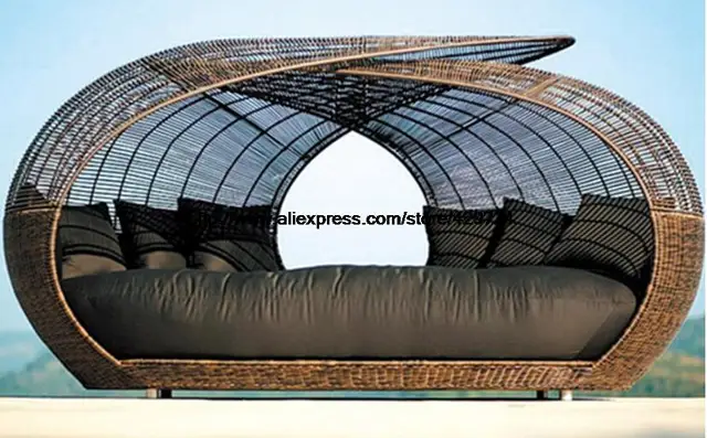 Ronda creativo Ratán Cama Acostado cama Silla de Salón Silla De Playa Piscina de Ocio Muebles de Jardín De Ratán Sofá Cama de Lujo Ronda creativo Ratán Cama Acostado cama Silla de Salón Silla De Playa Piscina de Ocio Muebles de Jardín De Ratán Sofá Cama de Lujo
