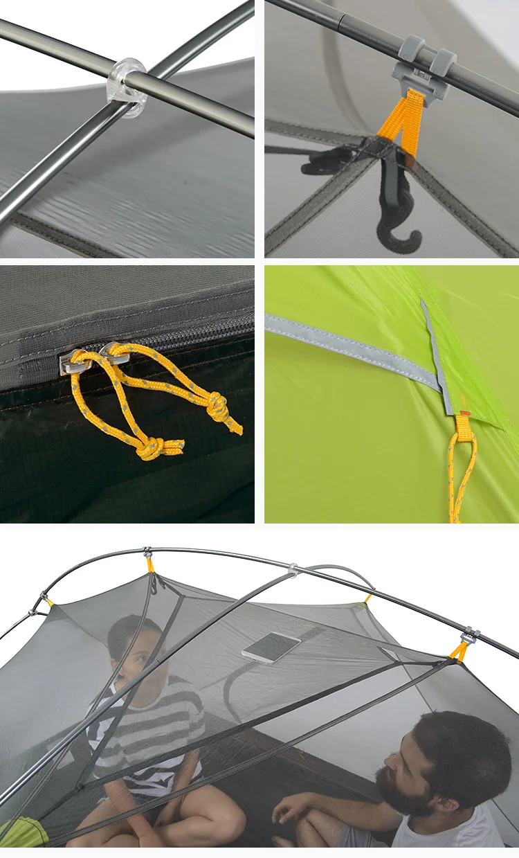 Tendas com Mat Temporada de Turismo Acampamento ao ar Naturehike 20d 2 Pessoa Tenda Ultraleve Livre Tenda à Prova d' Água Nylon Fabic 3 Caminhadas Livre 16 Esporte e Lazer