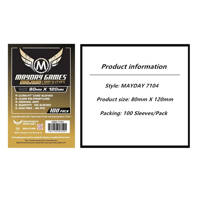 100 Sleeves Board Games MAYDAY Card Game Sleeve Protector protective clear cards sleeves 7104 x100
