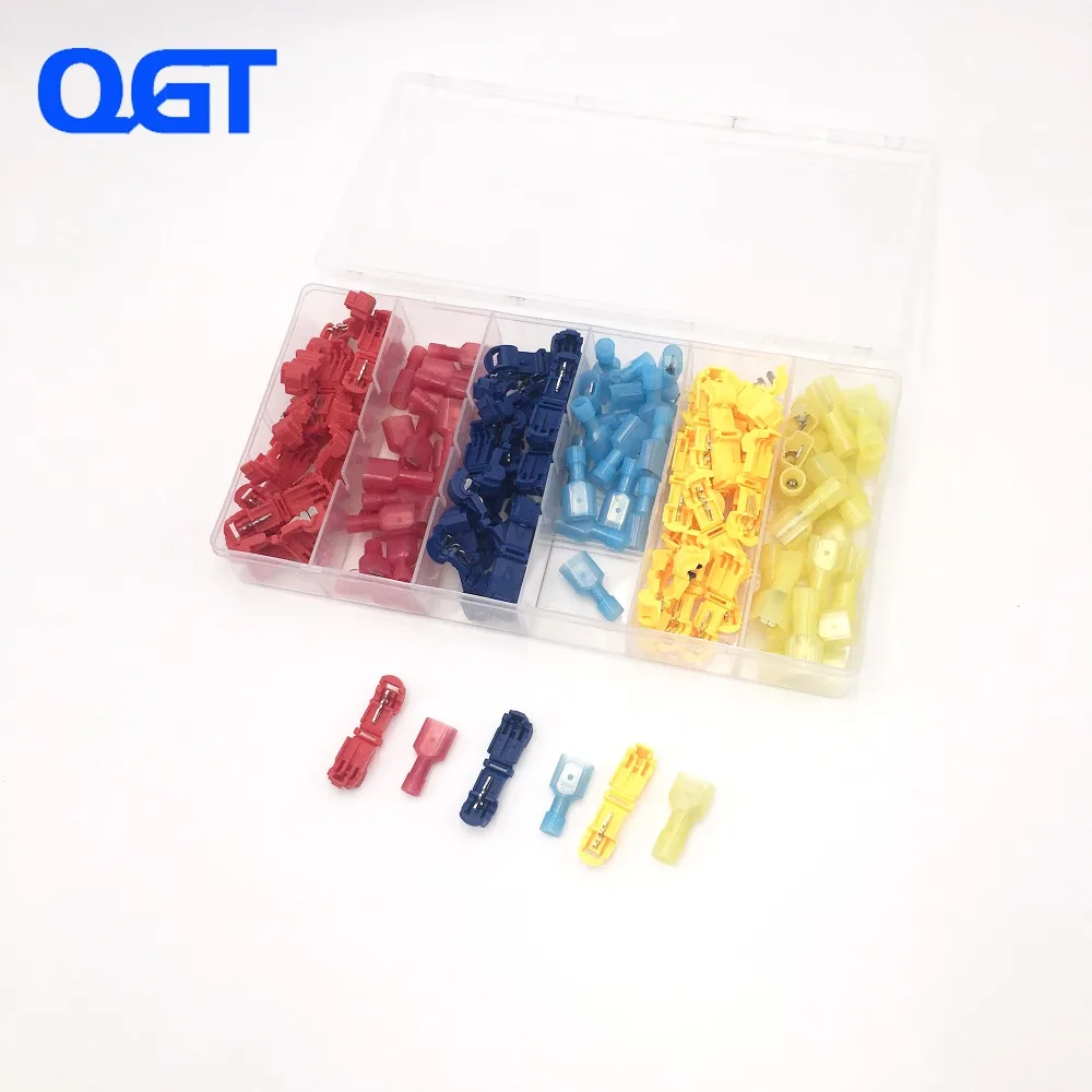 

120 PCS T Tap Electrical Connectors Quick Wire Splice Taps and Insulated Male Quick Disconnect Terminals (Yellow, Red Blue)