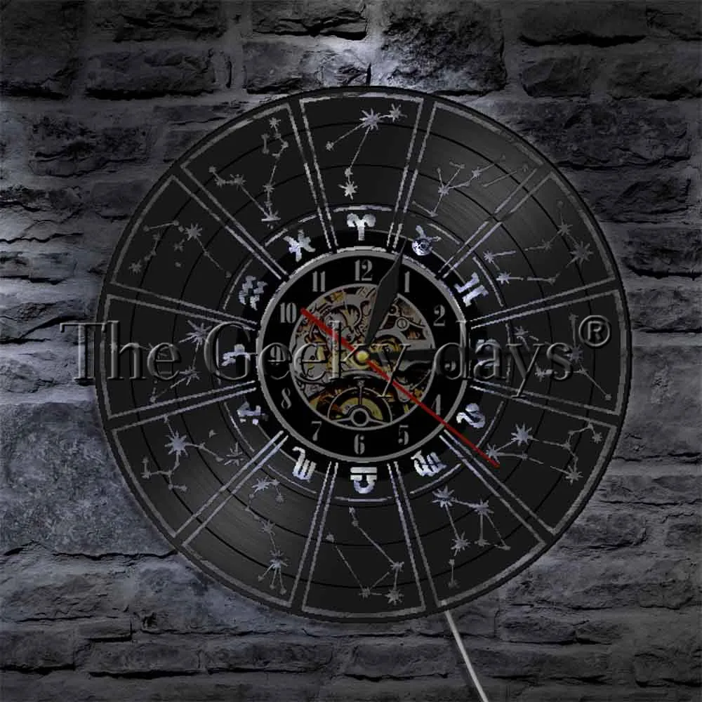 1 шт. знак зодиака, пластинка, Виниловая пластинка, настенные часы, декоративная настенная наклейка, уникальный подарок ручной работы