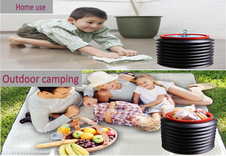 Auto Accessories Multifunction Outdoor Folding Water Bucket Camping Hiking Fishing Car Wash Space Save Bucket Barrel trash can