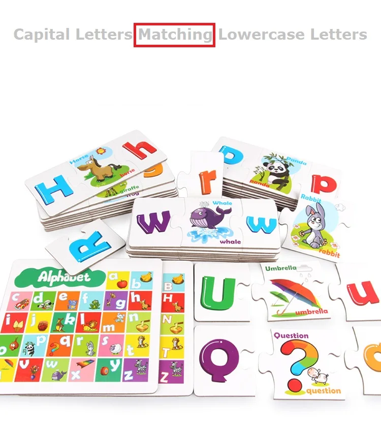 Алфавит 26 букв головоломки английские карточки Дети Обучающие английские буквы карты когнитивные соответствующие Лобзики Детские пазлы