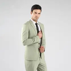 Slim Fit жениха Нотч Жених Смокинги для женихов одна кнопка мужские Костюмы Свадебные Best человек (куртка + Брюки для девочек + галстук + hankerchief) b755