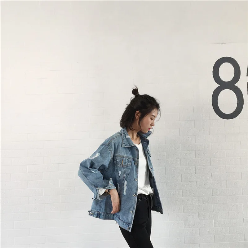 Pour Manteau Base Loose Jean Casual 2018 Femmes De Jeans Denim En Fit Veste Nzk01 Hiver BpqAzgWq