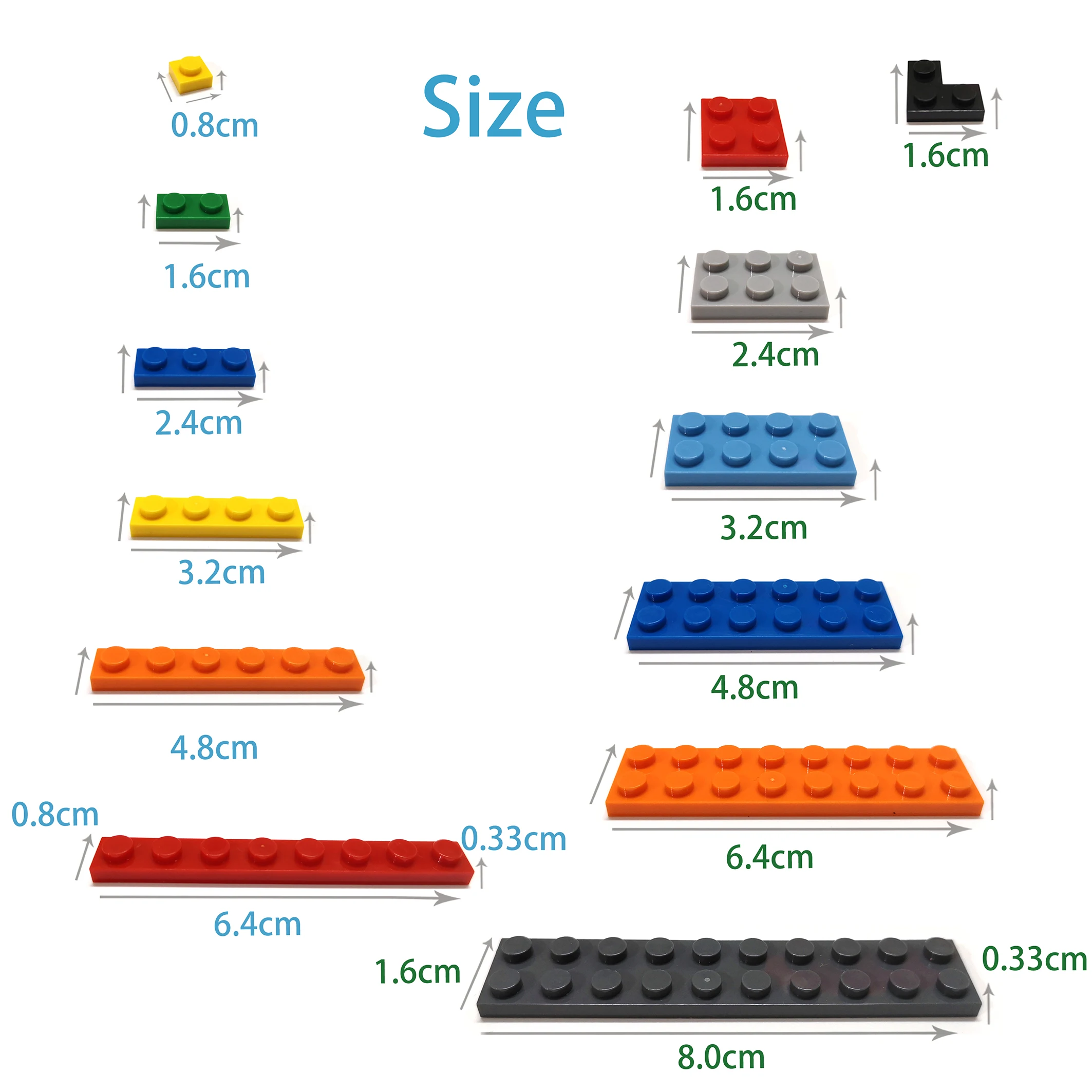 Блоки 1 х1, 24 цвета, гладкие, для Детского конструктора, 100 шт.
