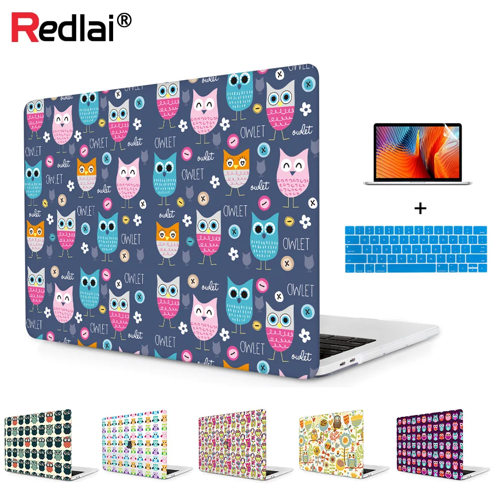 Чехол для Apple Macbook Pro 13 15 retina, цветной жесткий чехол с принтом совы для Mac Book Air 13 A1466, чехол для ноутбука A1932
