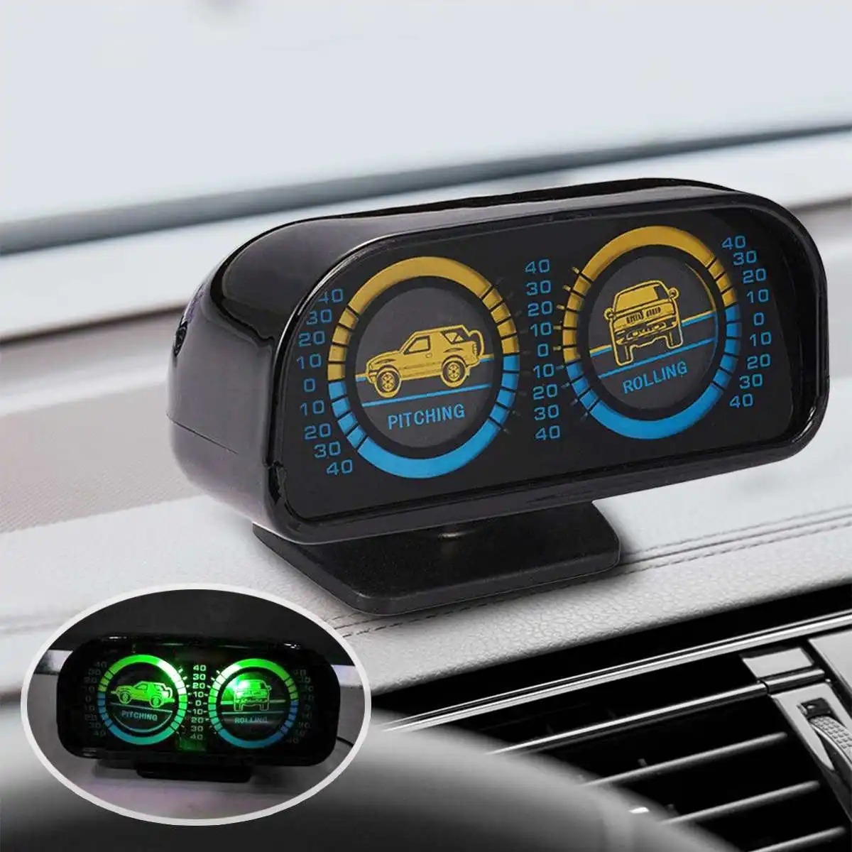  12V Inclinometer Compass Level Wave Instrument Vehicle Inclinometer Compass Car Inclination Tool Wi