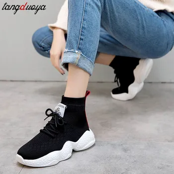 

Spring Running Shoes For Women High Top Shoes Socks Sneakers Women Breathable Sports Shoes Barefoot Shoes Women Sneakers Lace-up