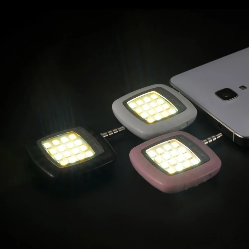 16 шт. светодиодный мини флэш-наполнитель свет яркий светодиодный видео свет лампы подходит для мобильного телефона Selfie Яркость фотографии лампы 3,5 мм