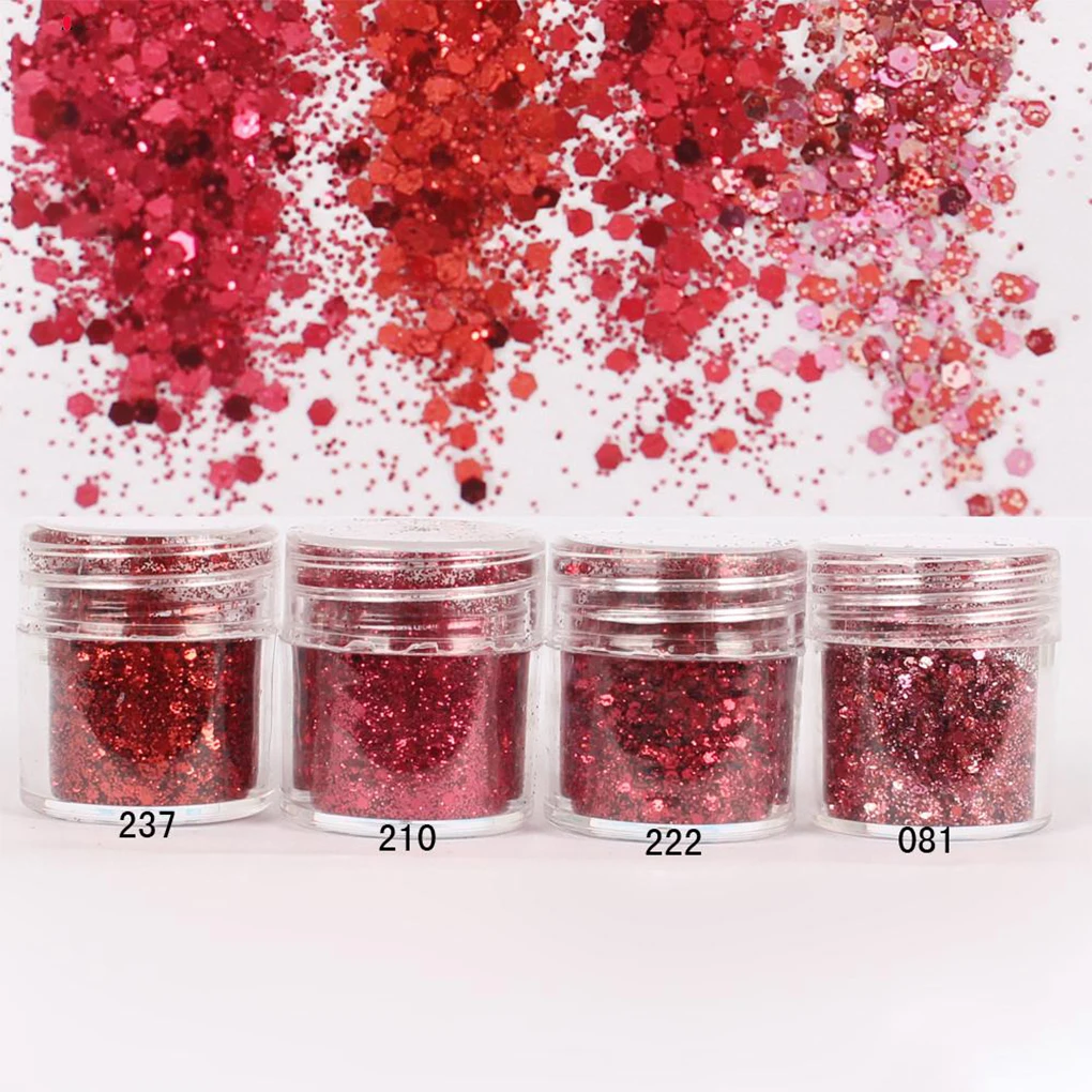 

BGVfive1PC /4PCS New Wine Red Colors Mix Nail Glitter Powder with 1mm Paillette Sequins for DIY Nail Art Decoration
