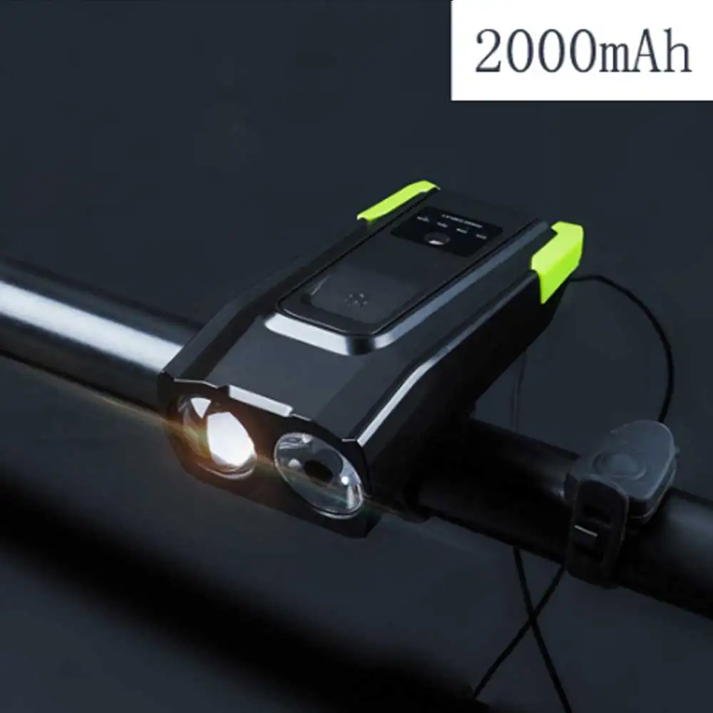 4000 мАч Смарт индукция велосипедный передний свет водонепроницаемый 2T6 светодиодный USB заряжаемый прожектор с роговым велосипедным фонариком - Цвет: 2000mAh green