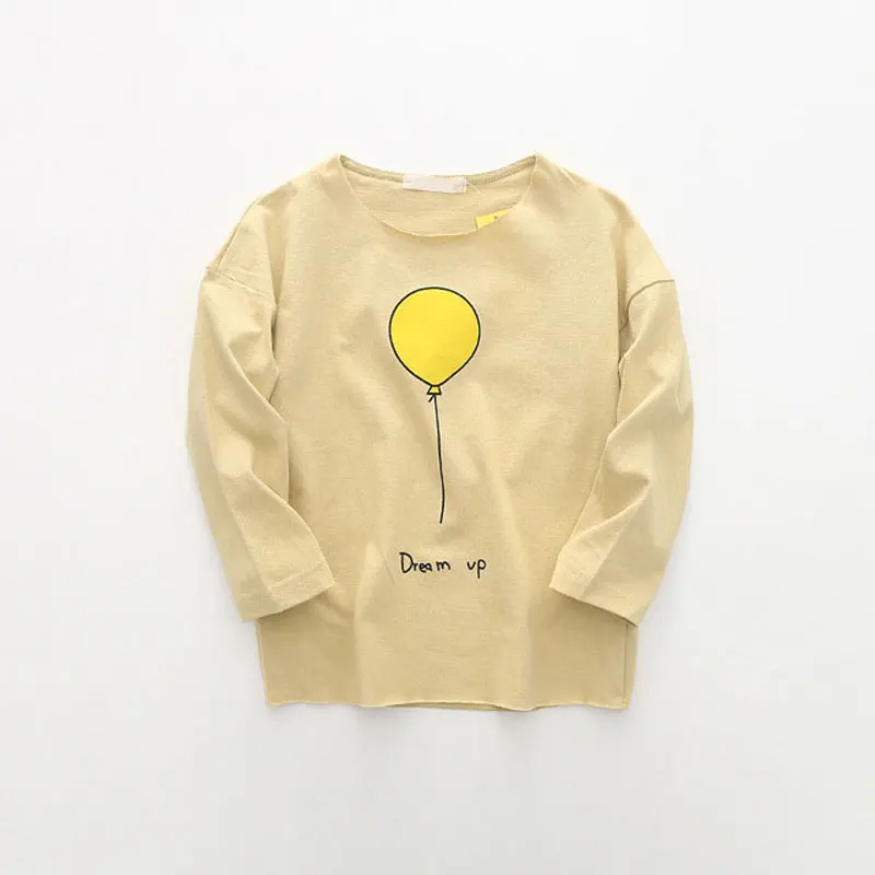 Детская футболка; футболка с длинными рукавами для девочек с рисунком воздушного шара; детский топ; коллекция года; сезон осень; футболки для малышей; От 2 до 8 лет; Верхняя одежда для малышей - Цвет: Цвет: желтый