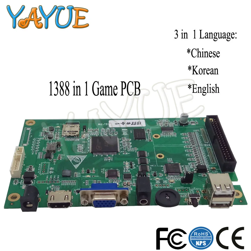 

1388 in 1 Game PCB with Jamma Cables Arcade Game Box 6 VGA and HDMI Output for Pandora Arcade Console Machine - 3 Kinds Language