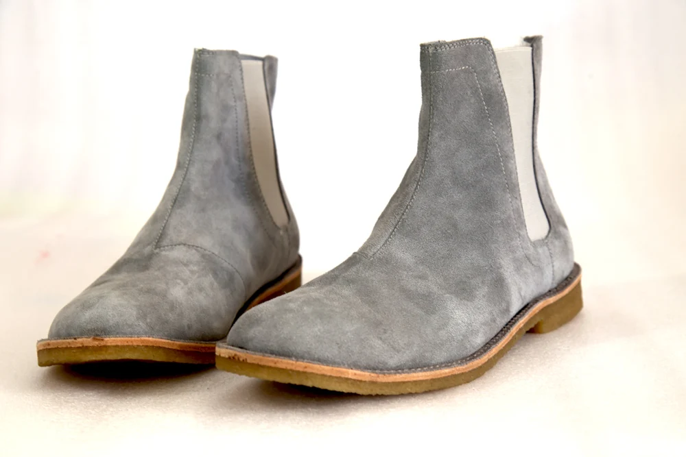 

2018 New arrival Handmade High quality Chelsea boots Beige Nubuck Crepe booties Suede men shoes