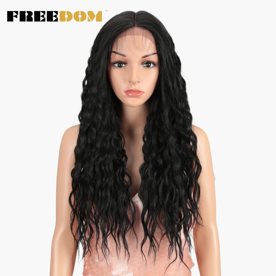

FREEDOM Synthetic Lace Front Wigs 40 Inch Supper Long Deep Natural Wave Ombre Blond 613 Color Hair Wigs For Black Women Fashion