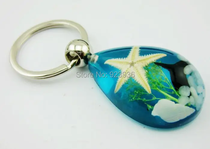 

free shipping Real Starfish Keychain. Stunning Blue. Sea Shell-Ocean. Large. style