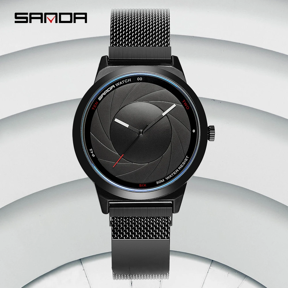 

SANDA Luxury Brand Lens Concept Men Watch Ultra Thin Clock Male Business Wristwatch Waterproof Mens Watches Relogio Masculino
