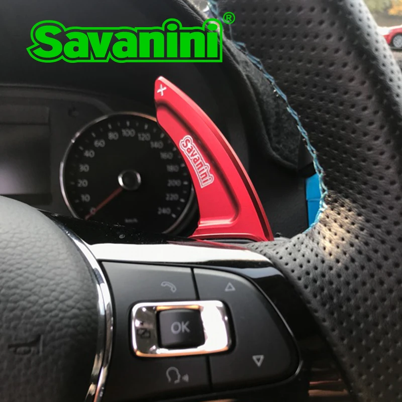 Online Savanini Aluminum Steering Wheel Shift Paddle Extension For Voklswagen Golf Alltrack Tiguan (2017) auto car accessories