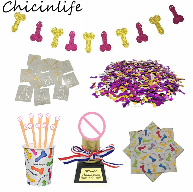 

Chicinlife Willly Strarw/Champion Trophy/Banner Bachelorette Party Hen Night Decoration Weddinng Bridal Shower Supplies