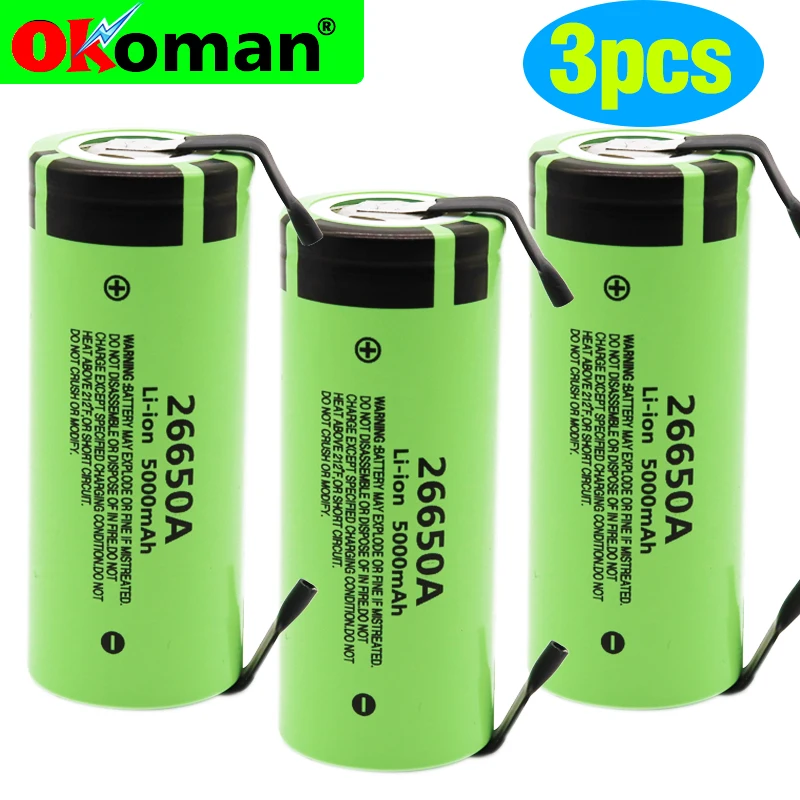 100% Оригинальный Новый аккумулятор для 26650A 3 7 V 5000mAh высокой емкости 26650 Li ion