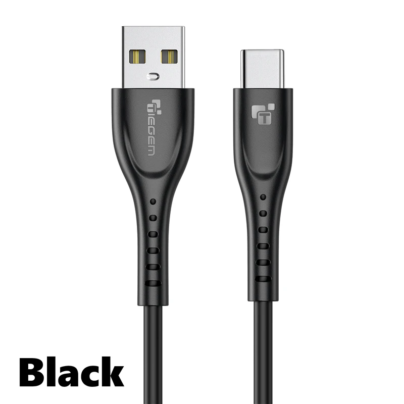 TIEGEM usb type-C кабель 3,1 а высокопрочный TPE USB C кабель для быстрой зарядки для samsung Galaxy S9 S8 Note 9 для Xiaomi 8 huawei P9 - Цвет: Черный