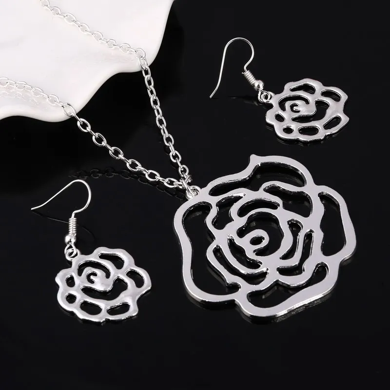 Комплект из колье и серёг в виде Розы|jewelry sets for women|designer jewelry setjewelry |