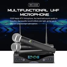 G-MARK UHF Wireless Microphone System G320 Long Range Dual Channel 2 Handheld Mic Transmitter Professional Karaoke Top Quality G-MARK UHF Wireless Microphone System G320 Long Range Dual Channel 2 Handheld Mic Transmitter Professional Karaoke Top Quality