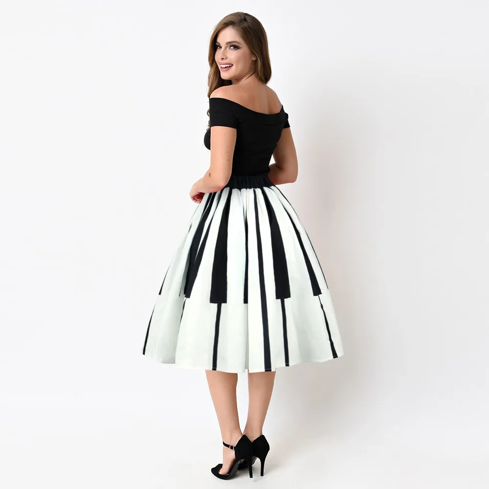 Рекомендуемая Женская Новая мода пианино ключи юбка с цифровой печатью Высокая талия похудение мини юбка Женская Повседневная элегантная юбка