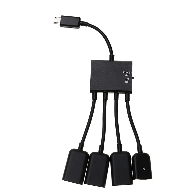 Micro USB на 3 порта USB 2,0 с 1 портом зарядки Micro usb-хаб OTG адаптер Черный