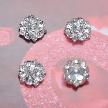 

(M0178) 17mm crystal button full of crystals, no loop,silver plating