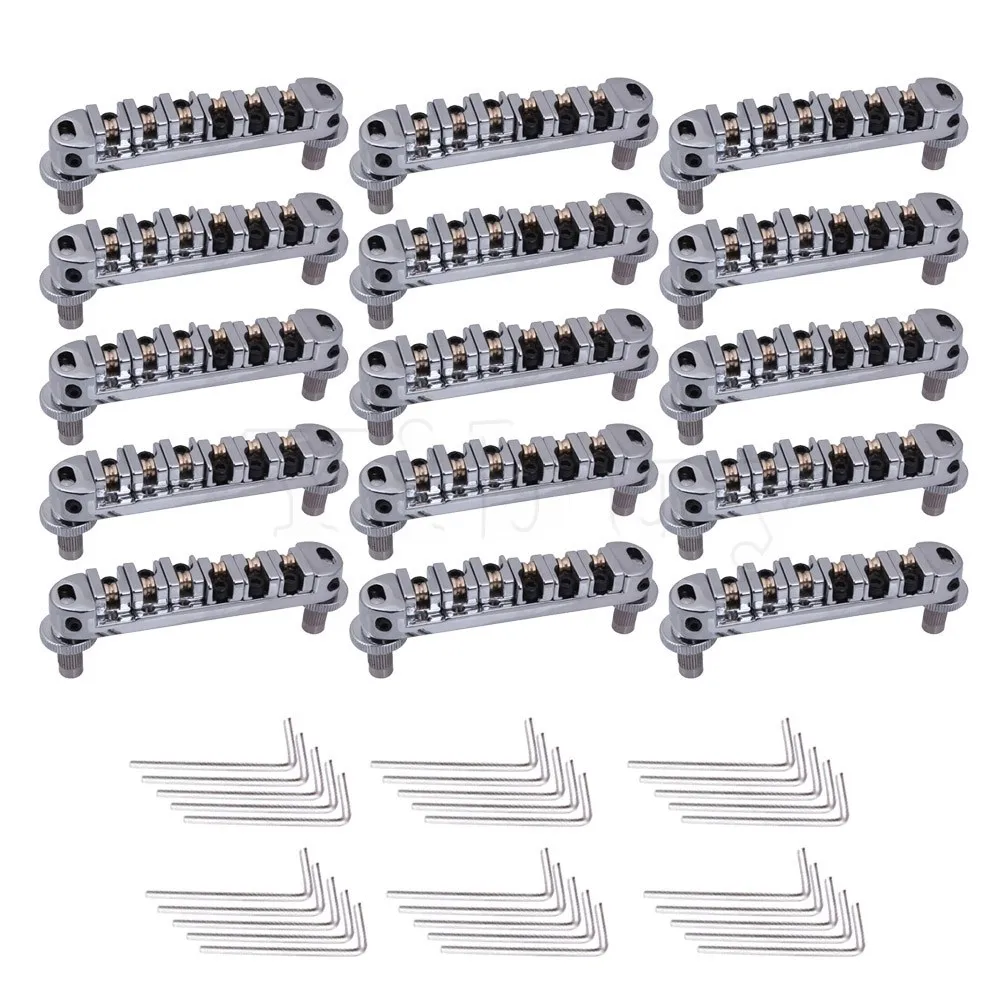 

Yibuy 15x Chrome Tune-O-Matic Roller Saddle Electric Guitar Bridge w/Posts & Spanner
