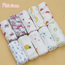 PINK SWAN 100% Cotton Muslin Blankets Bedding Infant Swaddle Towel Multifunct Envelopes For Newborns Swaddle Blankets Baby Wrap