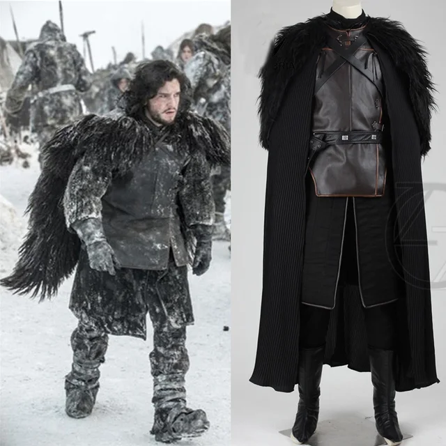 2018 Game of Thrones Costume Jon Snow Costume tenue avec manteau Halloween vêtements hommes