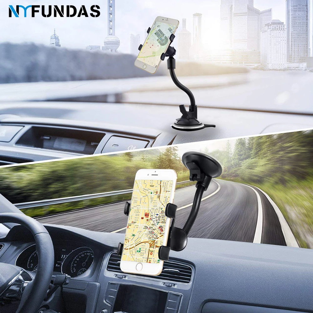 

NYFundas Car windshield clamp phone holder for xiaomi redmi note 7 pro iphone XS MAX 8 7 6 6s plus X cell phone universal mount