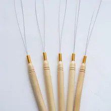 50 шт./лот петля для нити деревянная рукоятка для натягивания иглы микро кольцевая игла