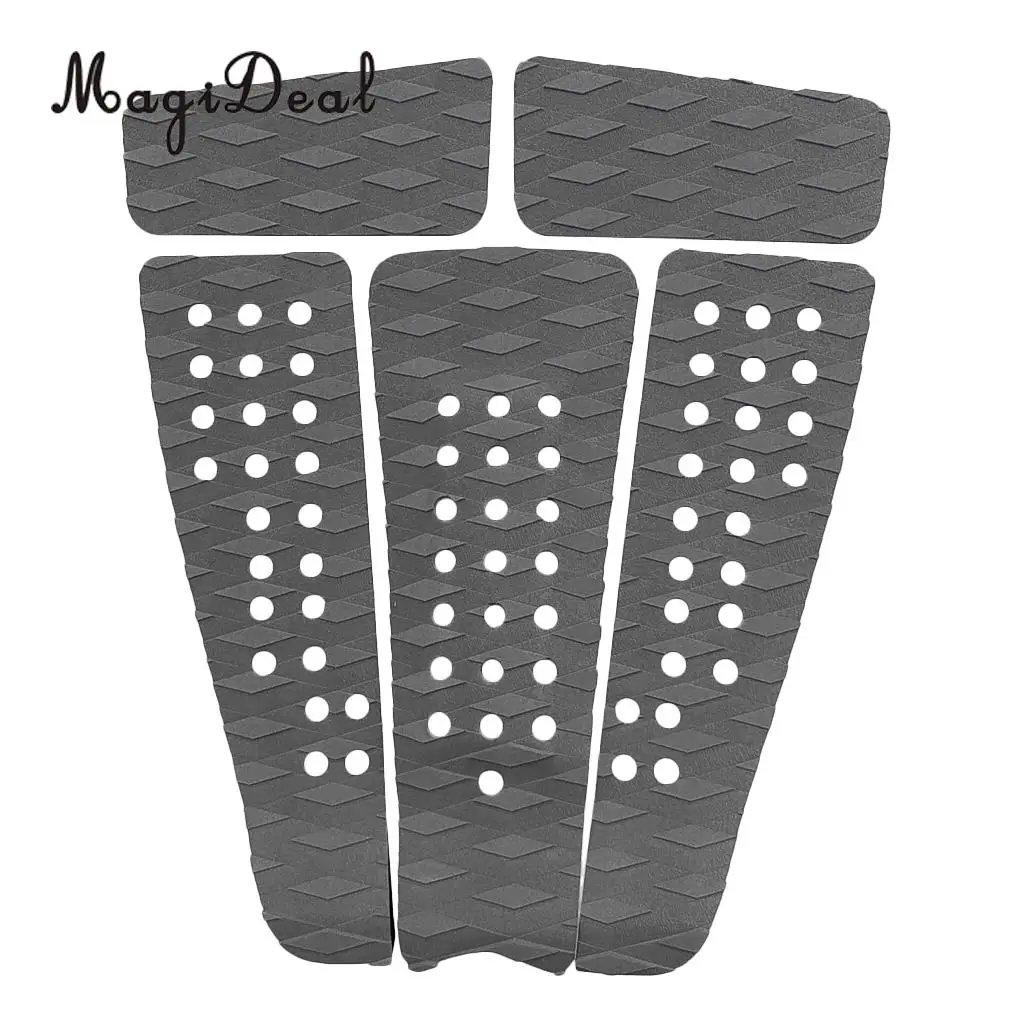 MagiDeal 5 Pieces Non Slip Diamond Grooved EVA Surfboard Traction Deck Grip Tail Pad Surfing Kiteboard Skimboard Accessories