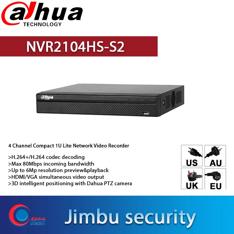 Dahua NVR P2P 3D Интеллектуальный NVR2104HS-S2 4 Ch сеть Onvif до 6 МП Разрешение просмотра и воспроизведения H.264 +/H.264