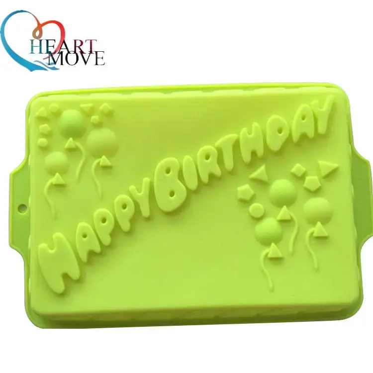 HEARTMOVE 34*23*4.5cm Big rectangle happy birthday silicone cake mold bakeware form for cake bakery kitchen accessorie Tool 9445