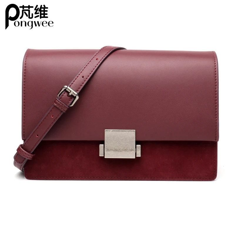 

PONGWEE Women HandBags Ladies High Quality Genuine Leather Bags Totes Messenger Bags Real Cow Leather Designer Luxury Brand Bag