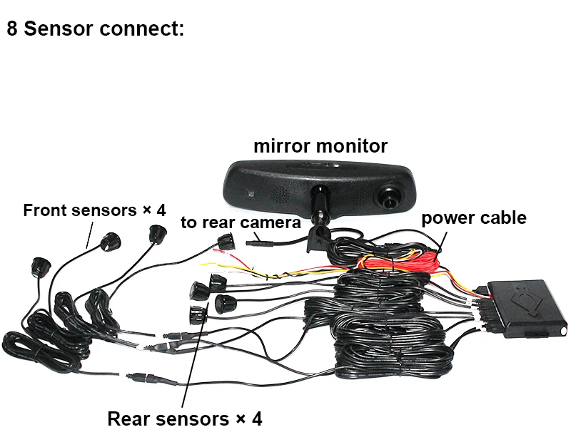 Автомобильное Зеркало с видео камерой обзор зеркало DVR цифровой видеорегистратор авторегистратор Dash Cam FHD 1080 P с 8 датчиком парковки
