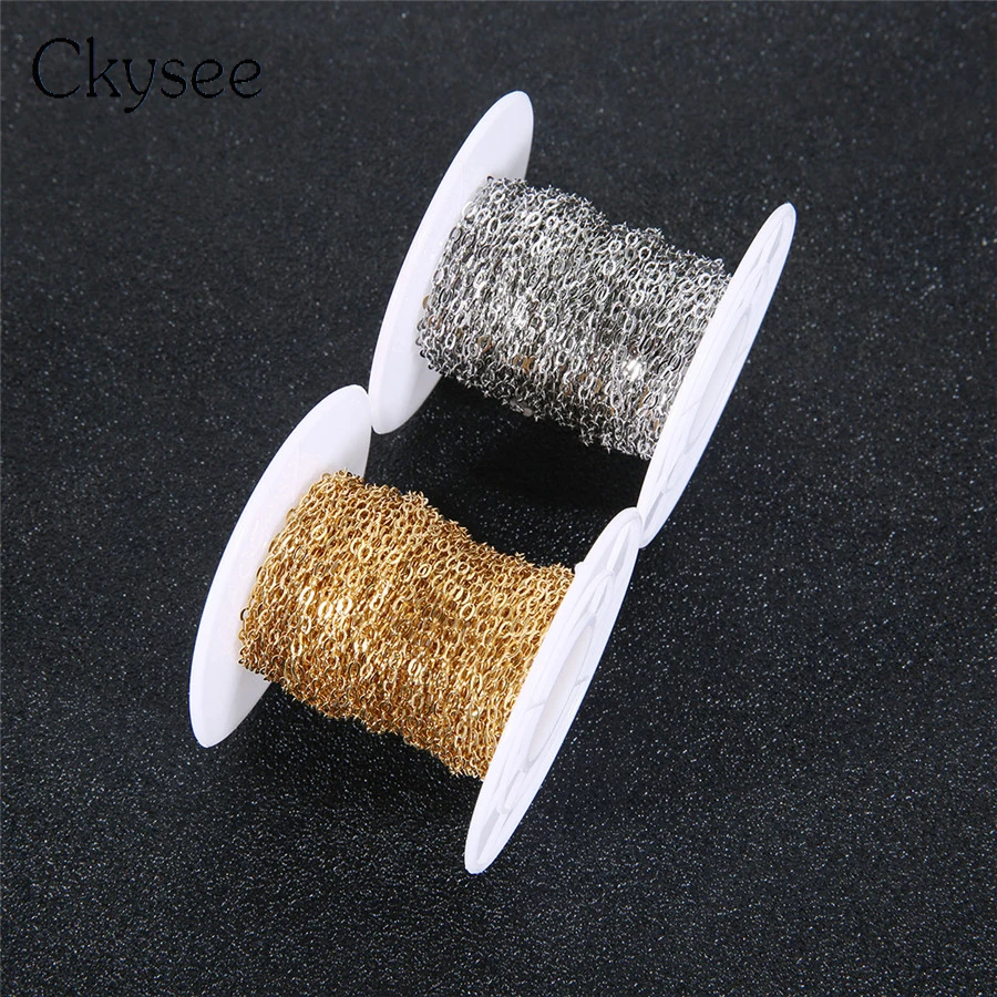 Ccysee 10 ярдов/рулон approx.2x3мм цепочка из нержавеющей стали Rolo ожерелье золотистого и