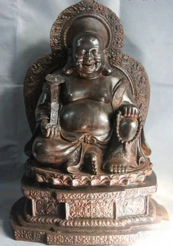 

fast shipping S3170 19 Chinese Buddhism Copper Bronze Lucky RuYi Maitreya Rohan Monk Buddha Statue