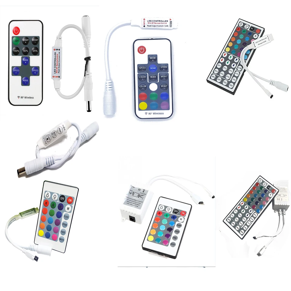 

Led controller RGB Dimmer12V 24keys Box 44keys 17keys Mini IR LED Controller for SMD 3528 5050 2835 Led Strip Light control box