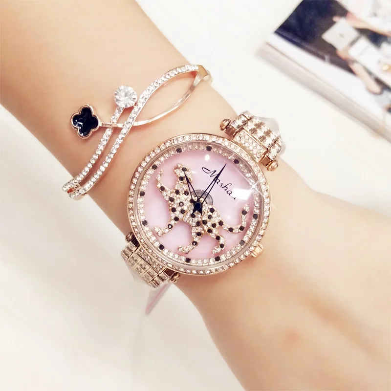 

2019 new fashion personality rotating watch female leopard