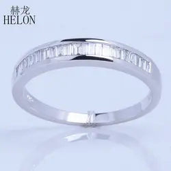 Helon SOLID 14 К белого золота 0.29ct багет 100% из натуральной бриллиантами Обручение Свадебные Для женщин jewelry кольцо Настройка канала